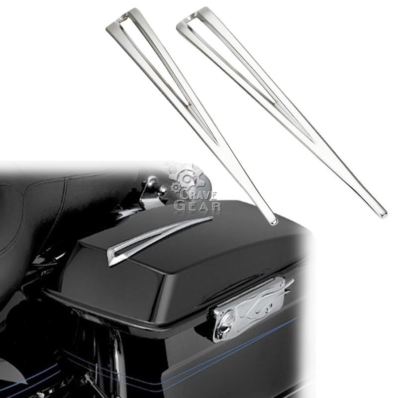Chrome Slotted Saddlebag Lid Accents For Harley Road King Custom