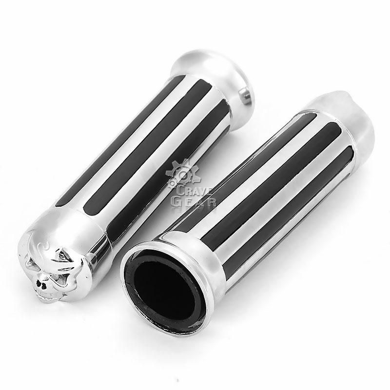 1" Skull Handlebar Hand Grips For Yamaha Virago XV 250 500 535 700 750