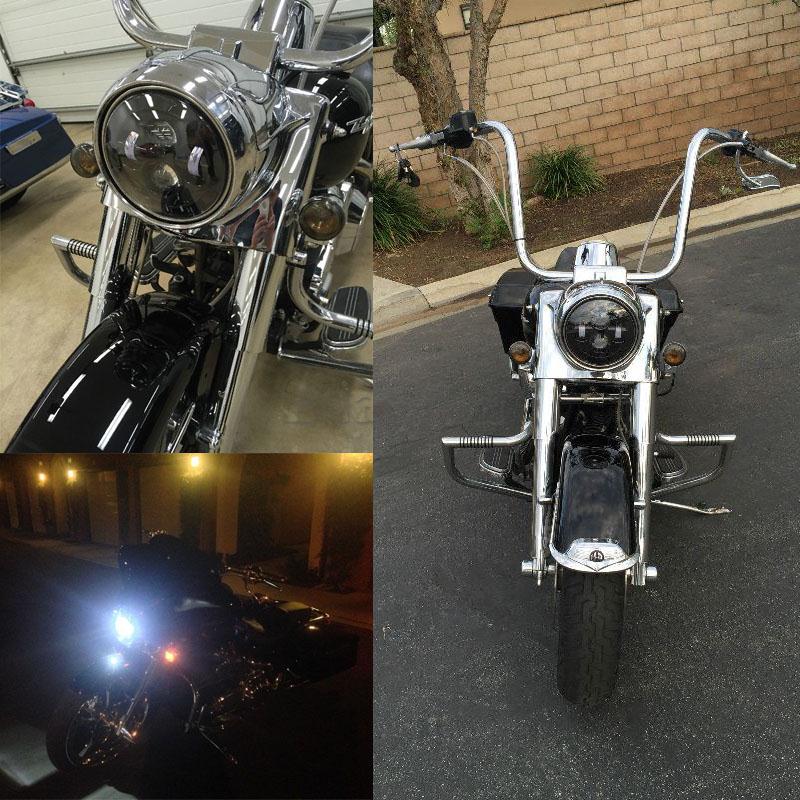 7" Motorcycle LED Headlight Fit For Harley Softail Deluxe Fat Boy FLD