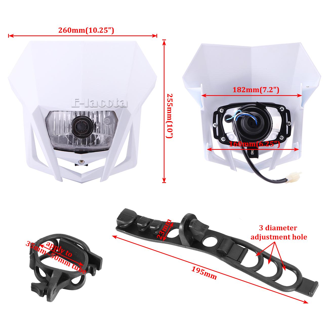 Phares Avant LED Motocross - Pour KTM EXC/SX/MX 250 300 450 - Noir, étanche