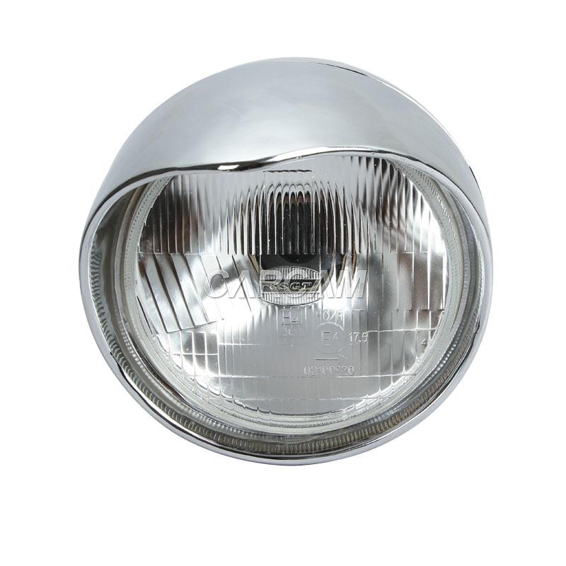 Universal Motorcycle Headlight Assembly Chrome Custom Cruiser Touring