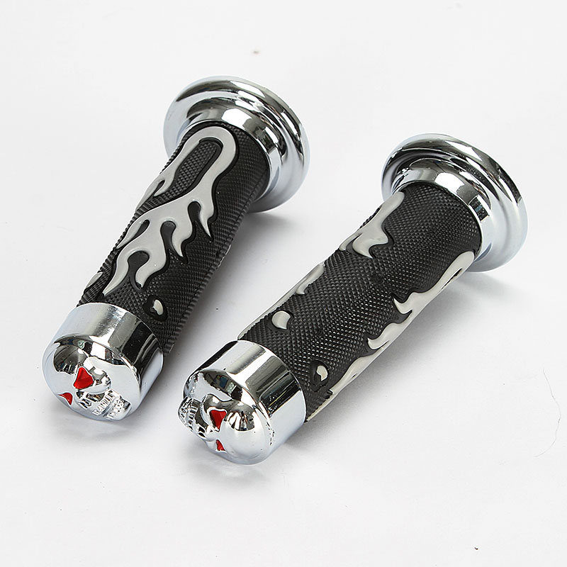 Universal 7/8" Motorcycle Rubber GEL Skull Hand Grips Handlebar Cap