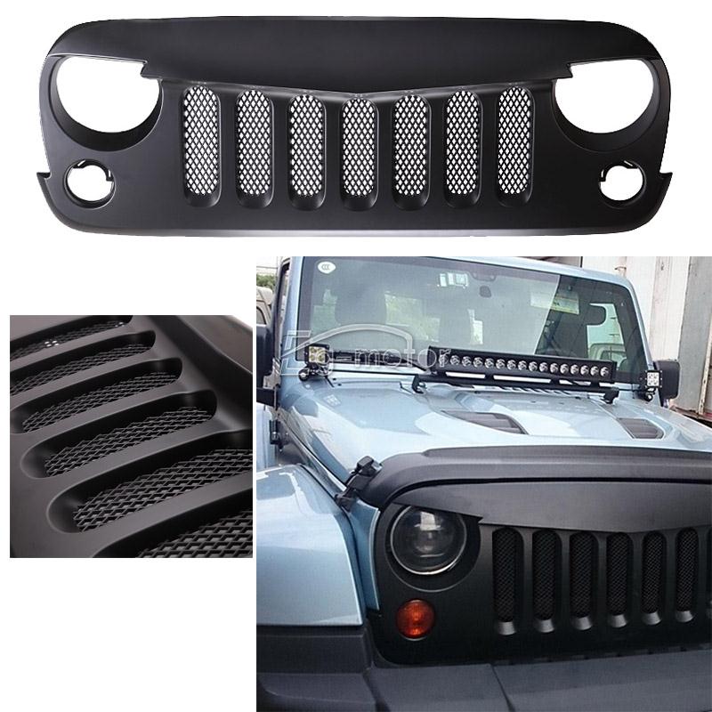 Insect Net Eyebrow Front Grille ABS Fit 0715 Jeep Wrangler 2/4 DOOR eBay