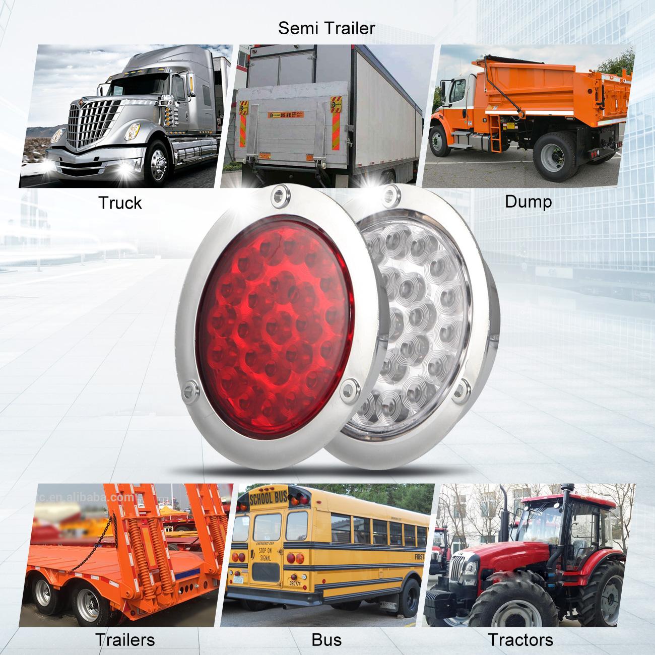 4 U0026quot Inch 24 Led Round Stop Turn Tail Backup Truck Light Kit