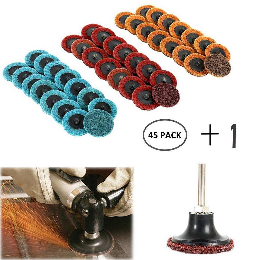 45Pcs 2/" Roloc Cleaning Conditioning Roll Lock Surface Sanding Discs Medium Grit