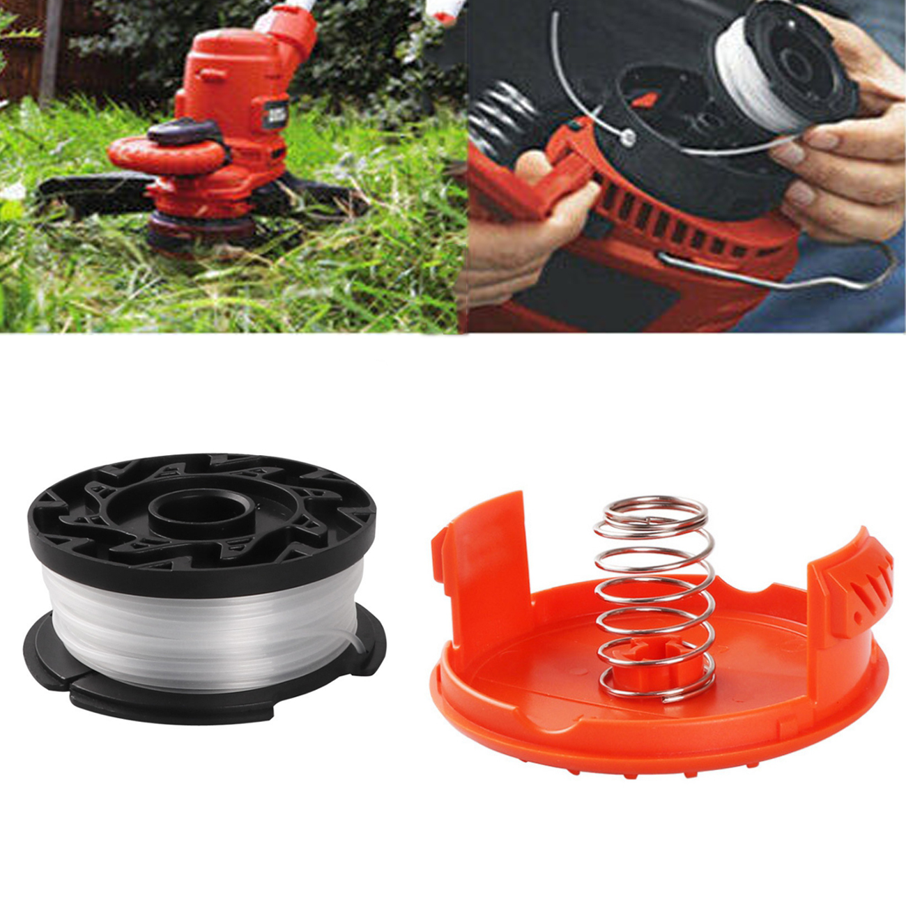 For Black /& Decker Spare String Trimmer Strimmer Orange Cover Cap+Spool /& Line