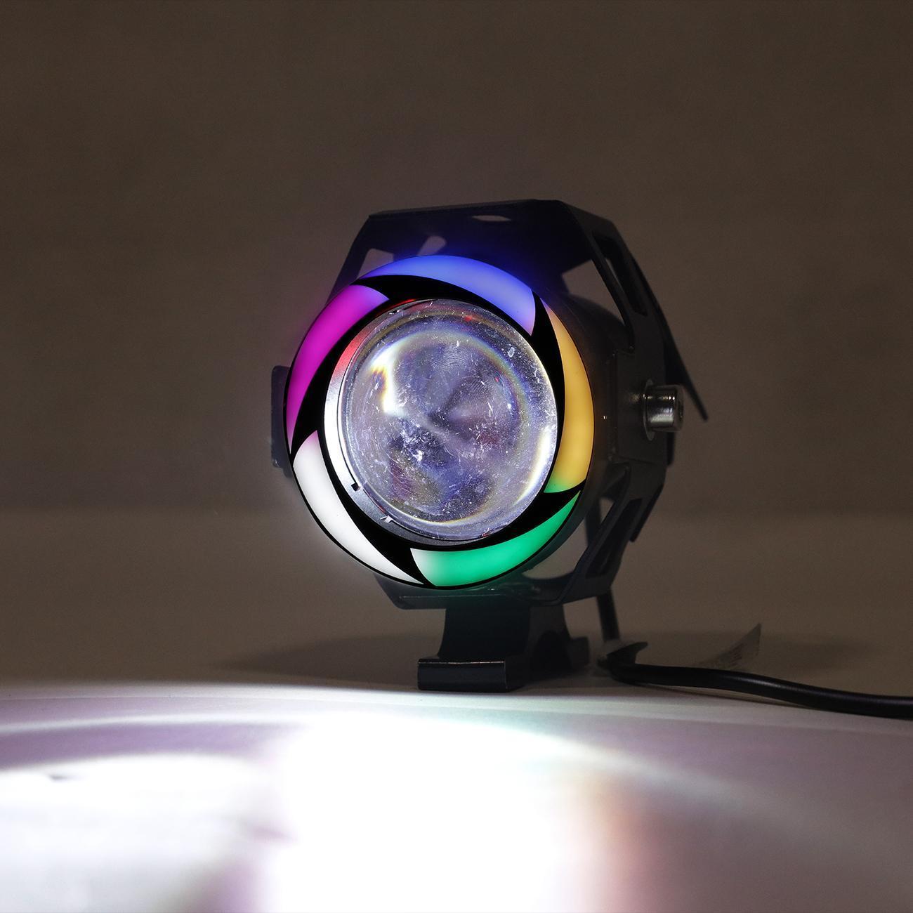CREE U7 LED 125W Headlight Driving Fog Light Spot Lamp Multicolor Angel Eyes