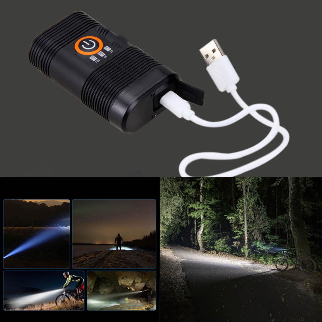 3000LM Double LED Rechargeable Bicycle Head Light Bike USB Lamp+Rotating Mount H