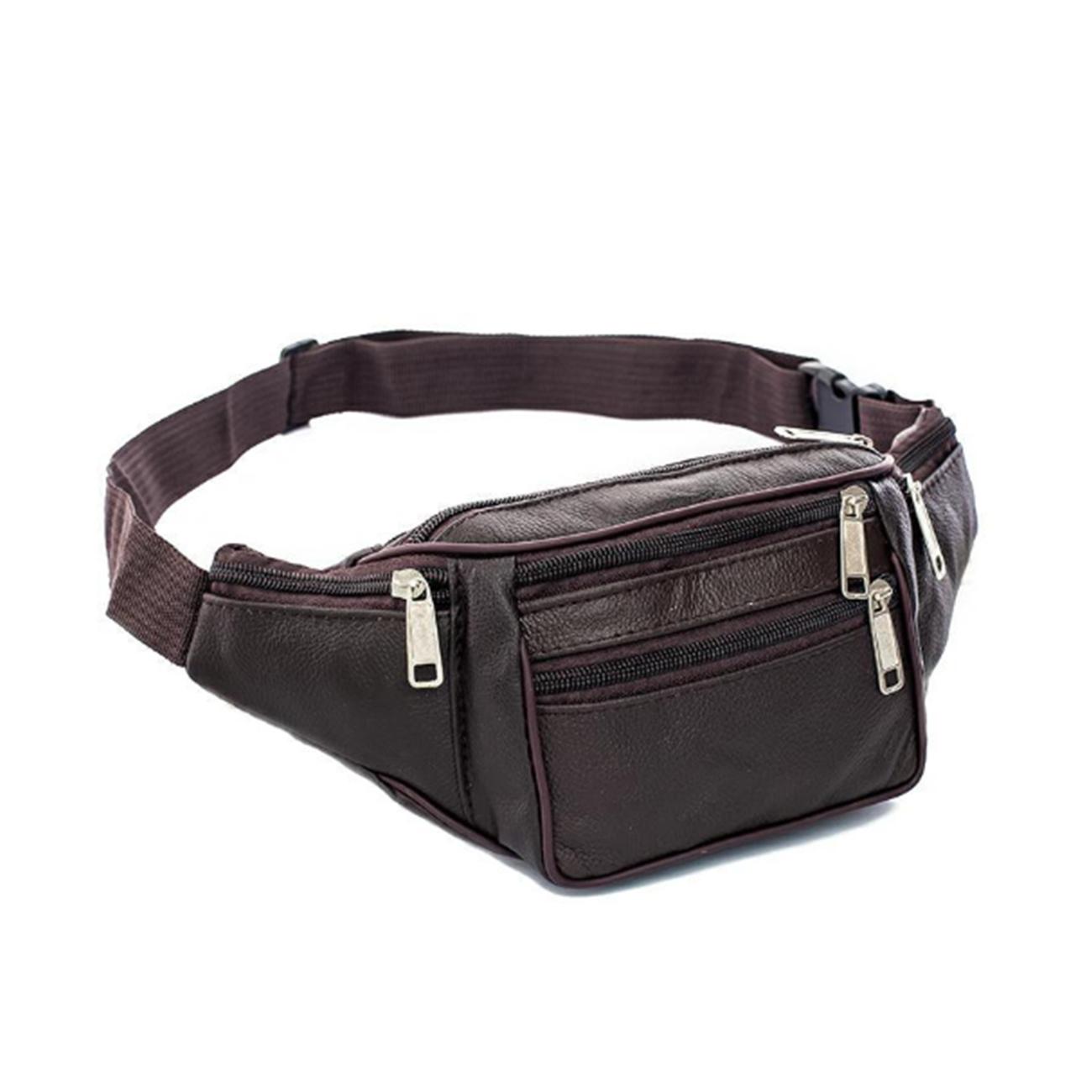 Details About Mens Leather Camping Waist Pack Belt Pouch Bag Travel Zipper Hip Purse