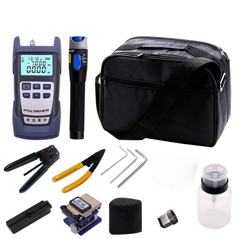 11Pcs Fiber Optic FTTH Tool Kit FC-6S+Fiber Cleaver+Power Meter Splice Strip