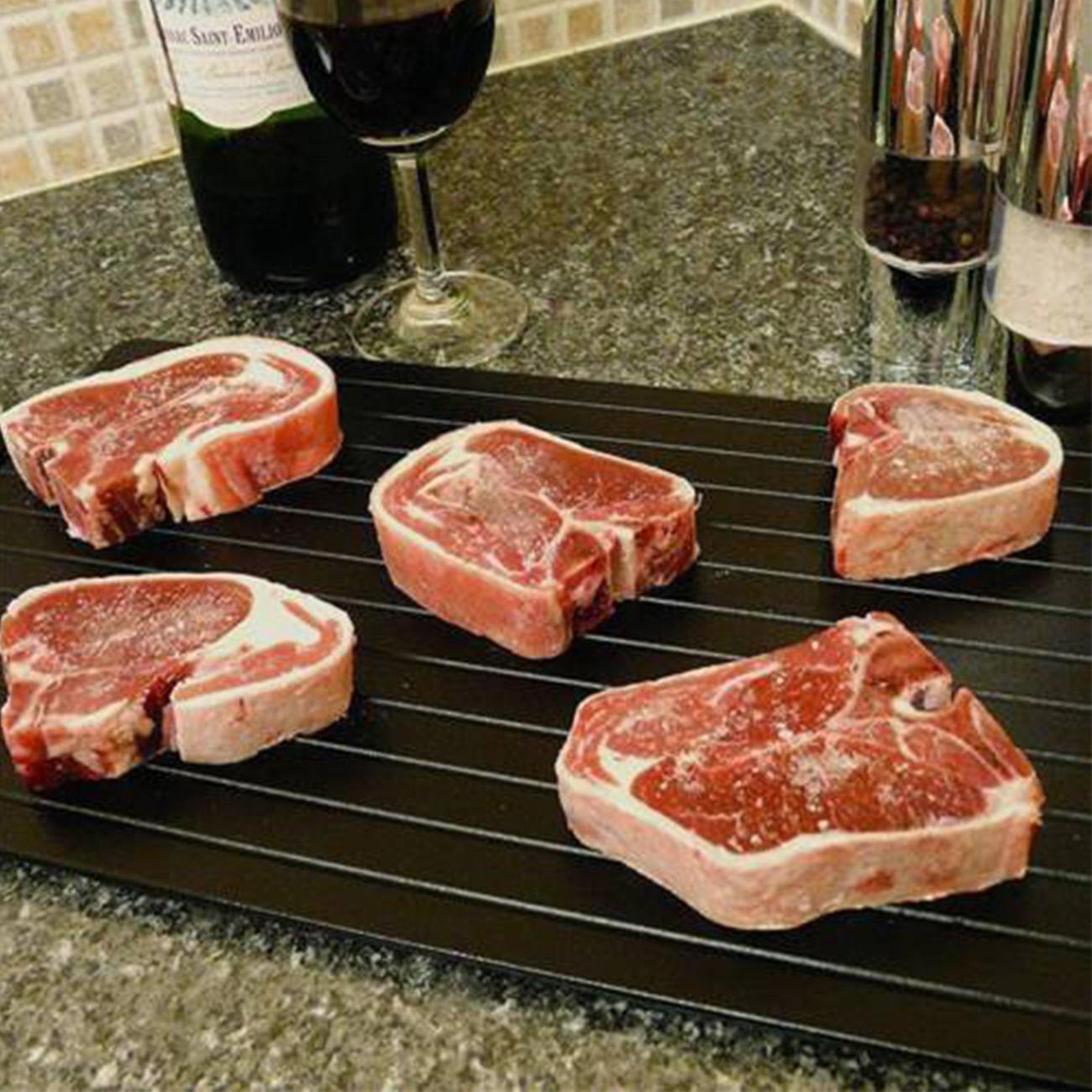 Fast Defrosting Tray Kitchen The Safest Way to Defrost Meat Or Frozen Food Black