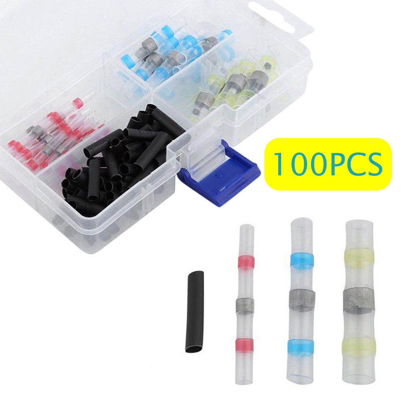 100Pc Solder Ring Heat Shrinkable Tube Set Insulation Cable Connect Terminals 